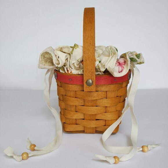 2007 Longaberger Small Basket With Red Trim and Handle - Picture 3 of 13